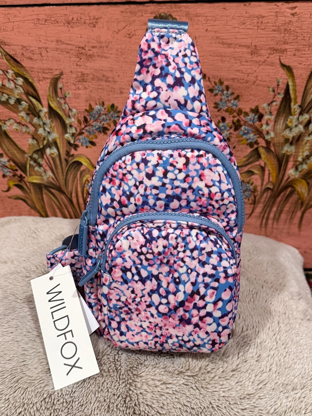 Wildfox Pink & Blue Confetti Crossbody Sling Bag